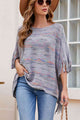 Round Neck Fringe Detail Sleeve Poncho Trandify deal
