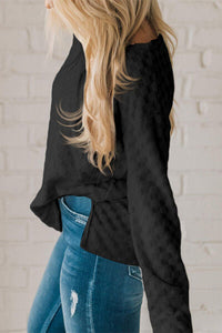 Checkered Round Neck Long Sleeve T-Shirt Trandify deal