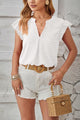 Swiss Dot Ruffled Cap Sleeve T-Shirt Trandify deal