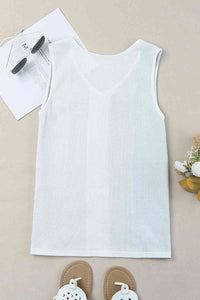 Multicolored Striped Waffle-Knit Sleeveless Tank Trandify deal