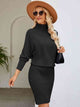 Turtle Neck Long Sleeve Ribbed Sweater Dress Trandify deal