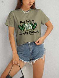 Lucky Clover Round Neck Short Sleeve T-Shirt Trandify deal