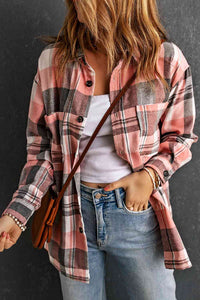 Double Take Plaid Dropped Shoulder Longline Shirt Trandify deal