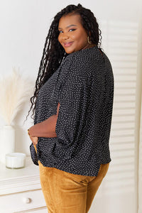 Double Take Printed Dolman Sleeve Round Neck Blouse Trandify deal