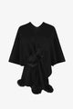 Stylish Surplice Neck Poncho with Pom-Pom Details - TrandifyDeal