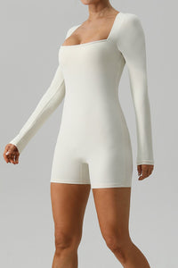Square Neck Long Sleeve Active Romper Trandify deal