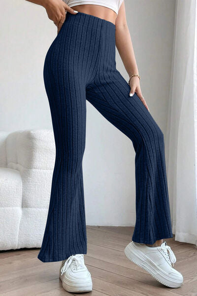 Basic Bae Full Size Ribbed High Waist Flare Pants Trandify deal
