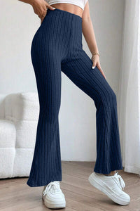 Basic Bae Full Size Ribbed High Waist Flare Pants Trandify deal