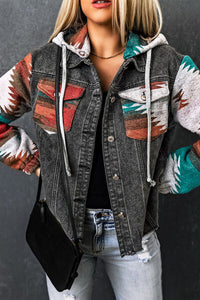 Drawstring Hooded Pocketed Denim Jacket - Trandify Deal