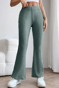 Basic Bae Full Size Ribbed High Waist Flare Pants Trandify deal