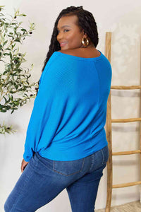 Zenana Full Size Round Neck Batwing Sleeve Blouse Trandify deal