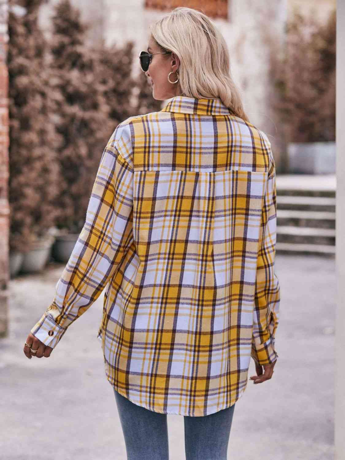 Plaid Dropped Shoulder Longline Shirt Trandify deal