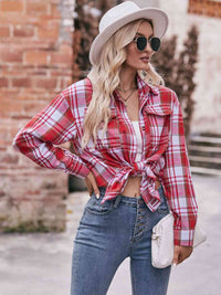 Plaid Dropped Shoulder Longline Shirt Trandify deal
