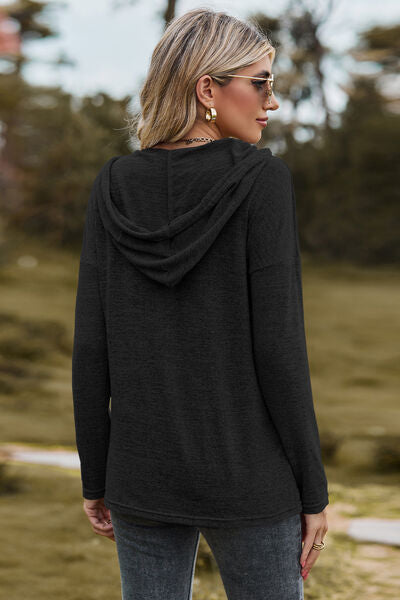 Drawstring Dropped Shoulder Hooded T-Shirt Trandify deal