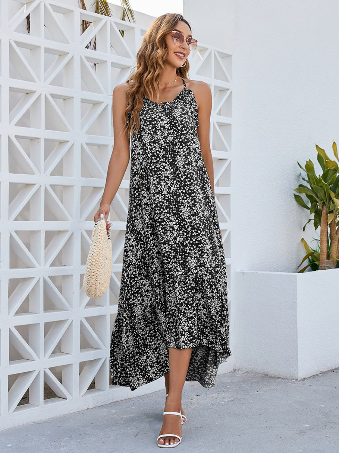 Ditsy Floral Scoop Neck Midi Cami Dress Trandify deal