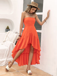 High-Low Ruched Tube Dress Trandify deal