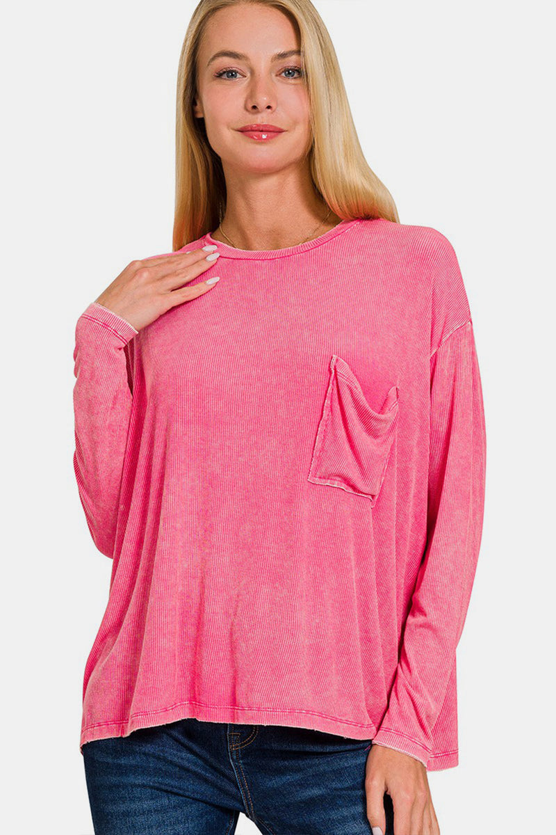 Zenana Round Neck Long Sleeve T-Shirt Trandify deal