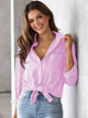 Striped Collared Neck Shirt with Pocket Trandify deal
