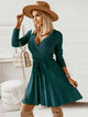 Surplice Neck Tie Front Pleated Sweater Dress Trandify deal