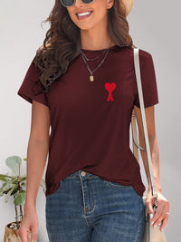 Heart Round Neck Short Sleeve T-Shirt Trandify deal