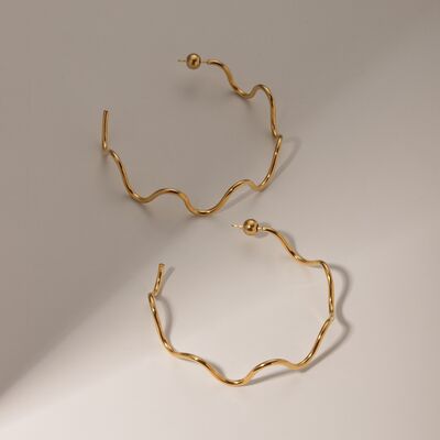Stainless Steel Wave Shape C-Hoop Earrings Trandify deal