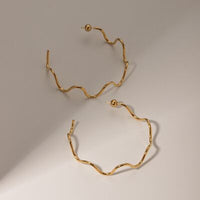 Stainless Steel Wave Shape C-Hoop Earrings Trandify deal