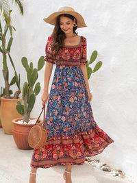 Floral Flounce Sleeve Midi Dress Trandify deal
