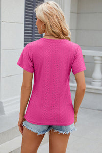 Eyelet Surplice Short Sleeve T-Shirt Trandify deal
