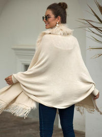 Fringe Open Front Long Sleeve Poncho Trandify deal