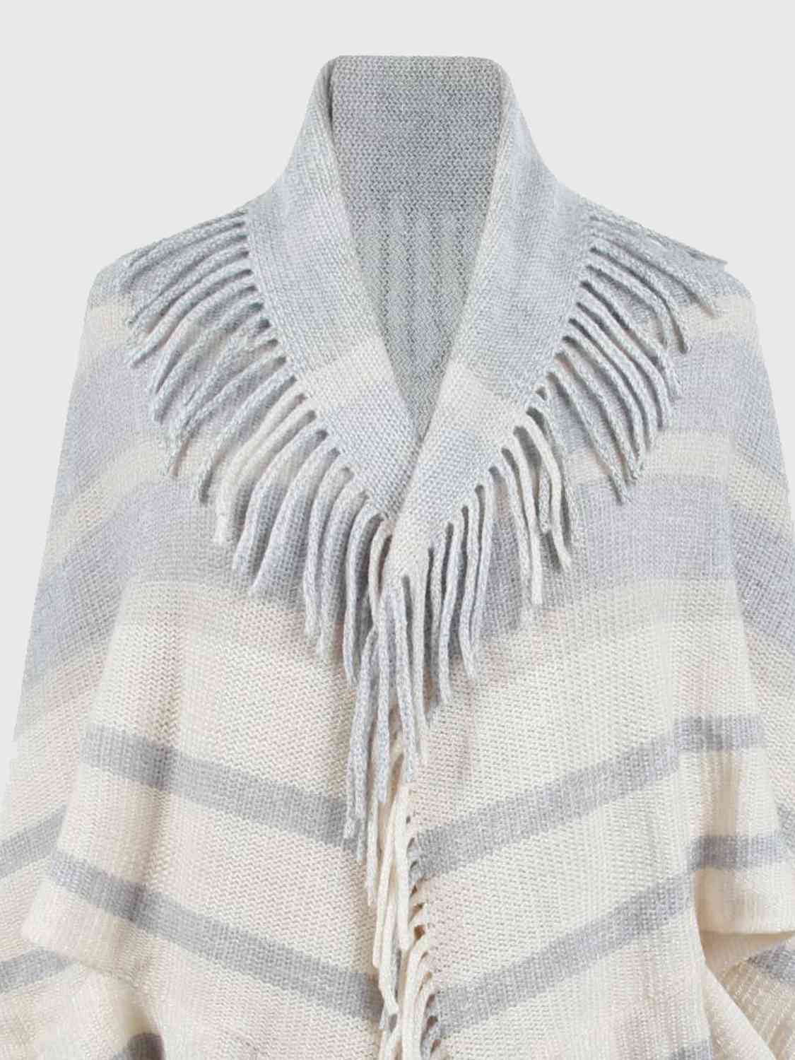 Fringe Detail Open Front Poncho Trandify deal