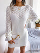 Openwork Boat Neck Sweater Dress Trandify deal