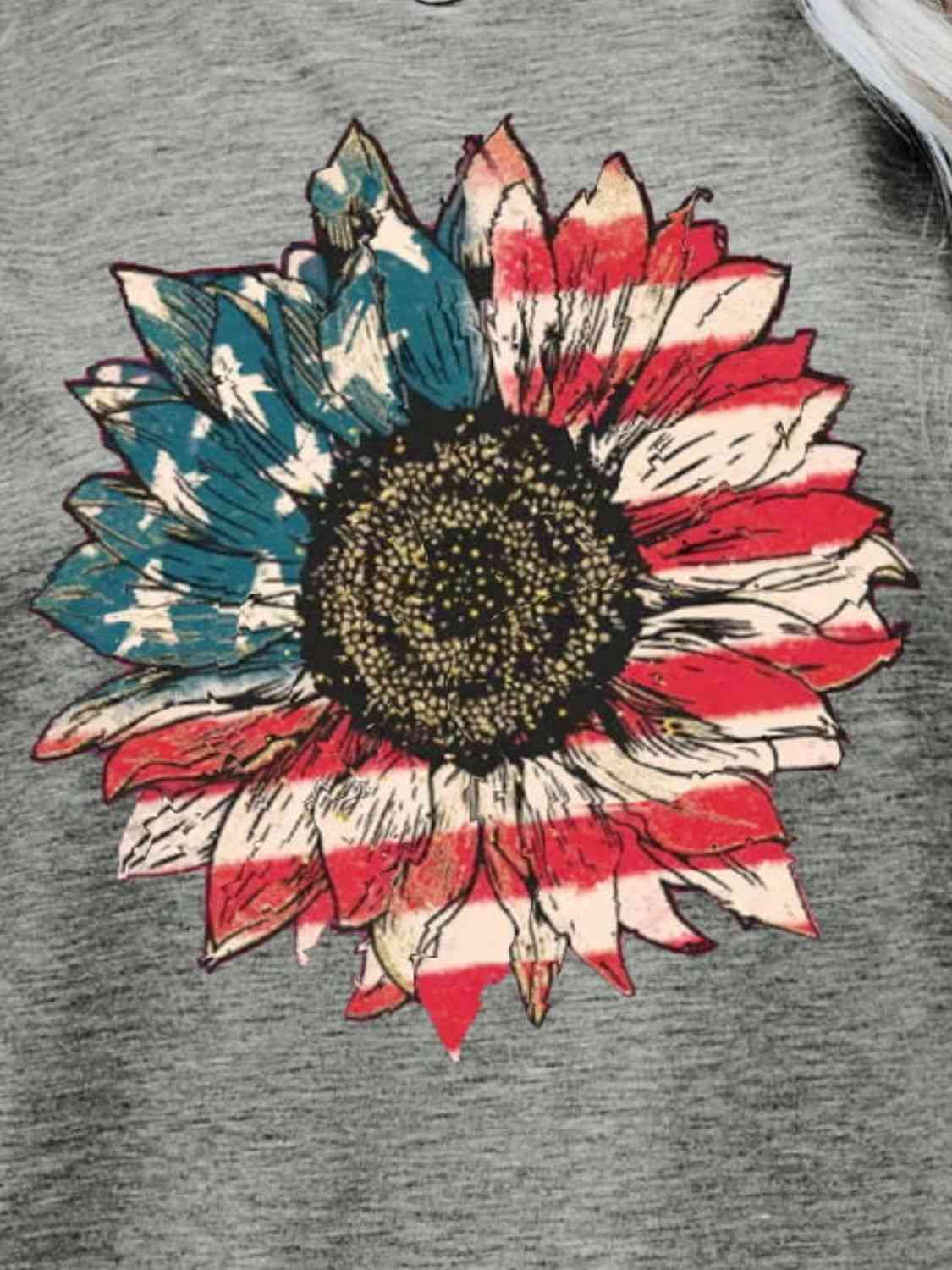 US Flag Flower Graphic Tee Trandify deal
