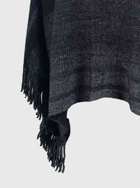 Striped Boat Neck Poncho with Fringes Trandify deal