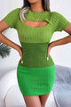 Color Block Cutout Short Sleeve Sweater Dress Trandify deal