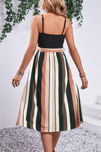 Tied Striped Spaghetti Strap Dress Trandify deal