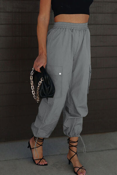 Drawstring Elastic Waist Pants with Pockets Trandify deal