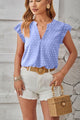 Swiss Dot Ruffled Cap Sleeve T-Shirt Trandify deal