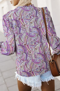 Printed Frill Flounce Sleeve Shirt Trandify deal