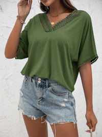 lvy Lane Lace Detail V-Neck T-Shirt Trandify deal