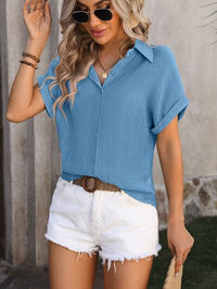 Button Up Short Sleeve Shirt Trandify deal