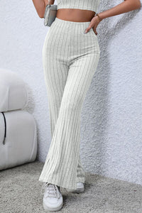 Basic Bae Full Size Ribbed High Waist Flare Pants Trandify deal