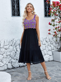 Openwork Wide Strap Midi Dress Trandify deal