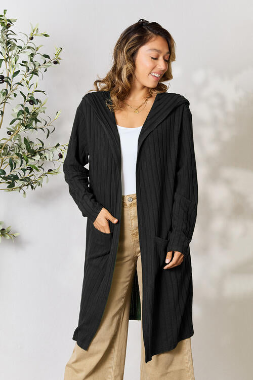 Basic Bae Full Size Hooded Sweater Cardigan Trandify deal