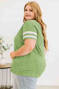 Plus Size Striped V-Neck Tee Shirt Trandify deal