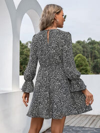 Ivy Lane Decorative Button V-Neck Flounce Sleeve Dress Trandify deal