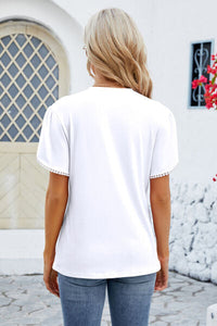 Round Neck Petal Sleeve T-Shirt Trandify deal