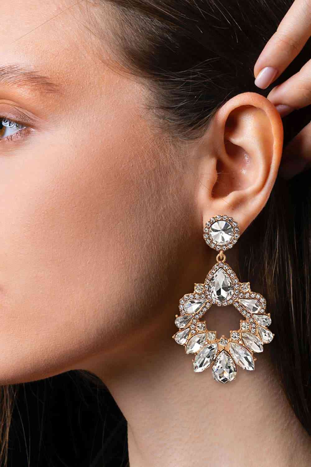 Zinc Alloy Frame Glass Stone Dangle Earrings Trandify deal