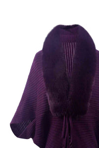 Fringe Detail Long Sleeve Ribbed Poncho Trandify deal