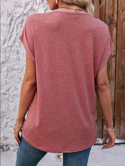 Heathered V-Neck Short Sleeve T-Shirt Trandify deal