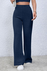 Basic Bae Full Size Ribbed High Waist Flare Pants Trandify deal